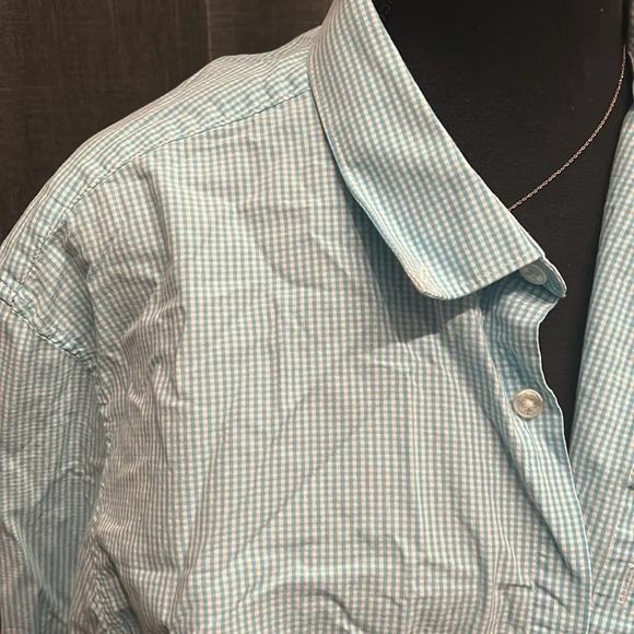 Blue and White Plaid Calvin Klein Button Up - Picture 2 of 6